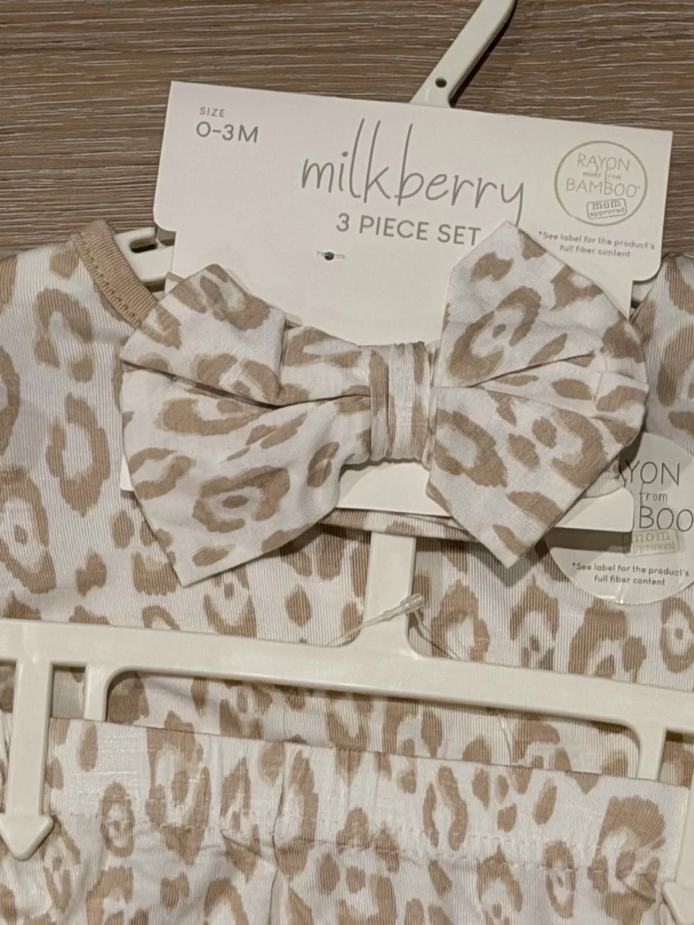 Milkberry Baby Leopard Print Headband & Apparel Set - size 0-3 months